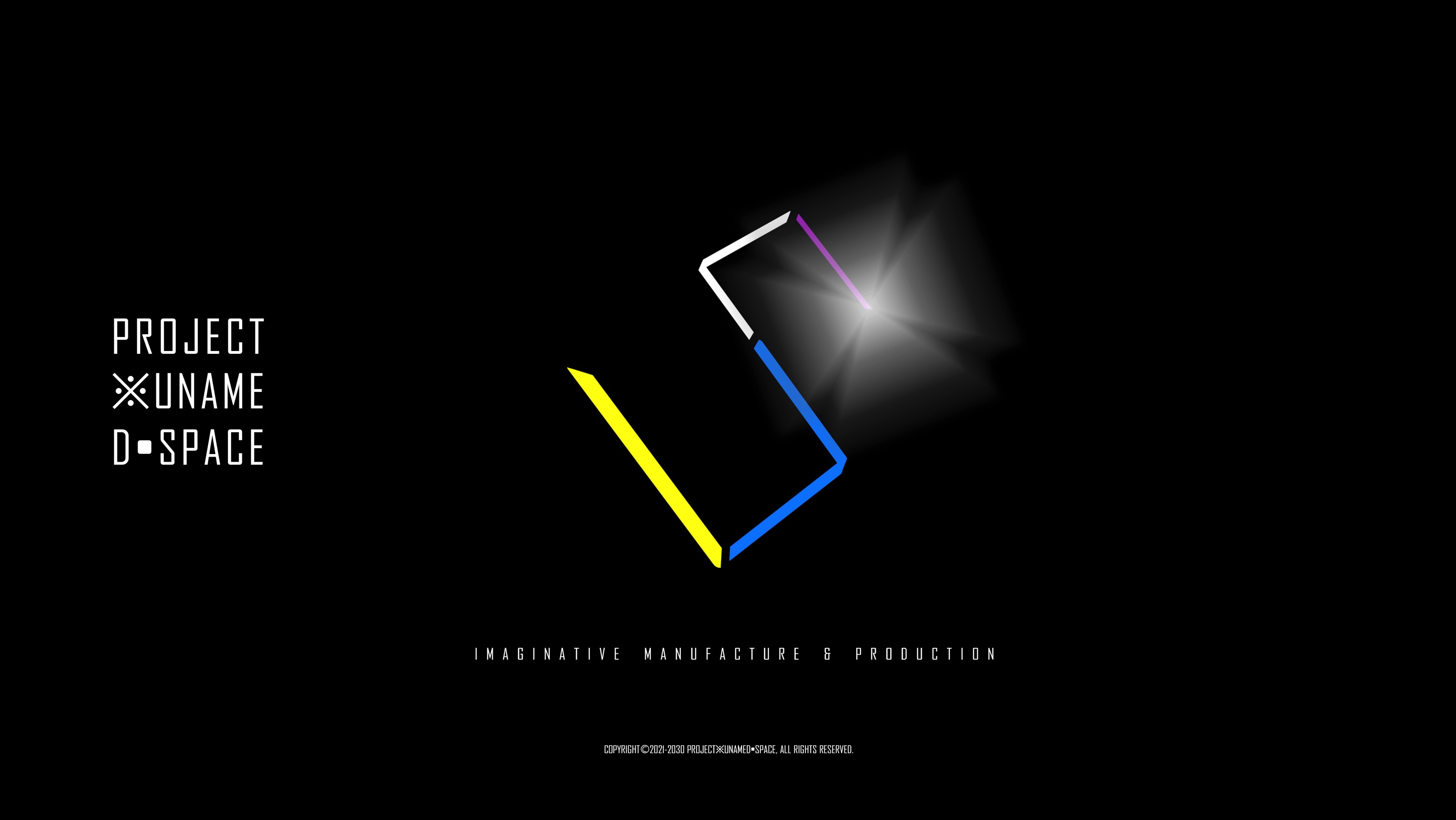 PROJECT IDENTITY / 01：PROJECT※UNAMED•SPACE 早期识别画面：几何轮廓、折线与生产宣言。