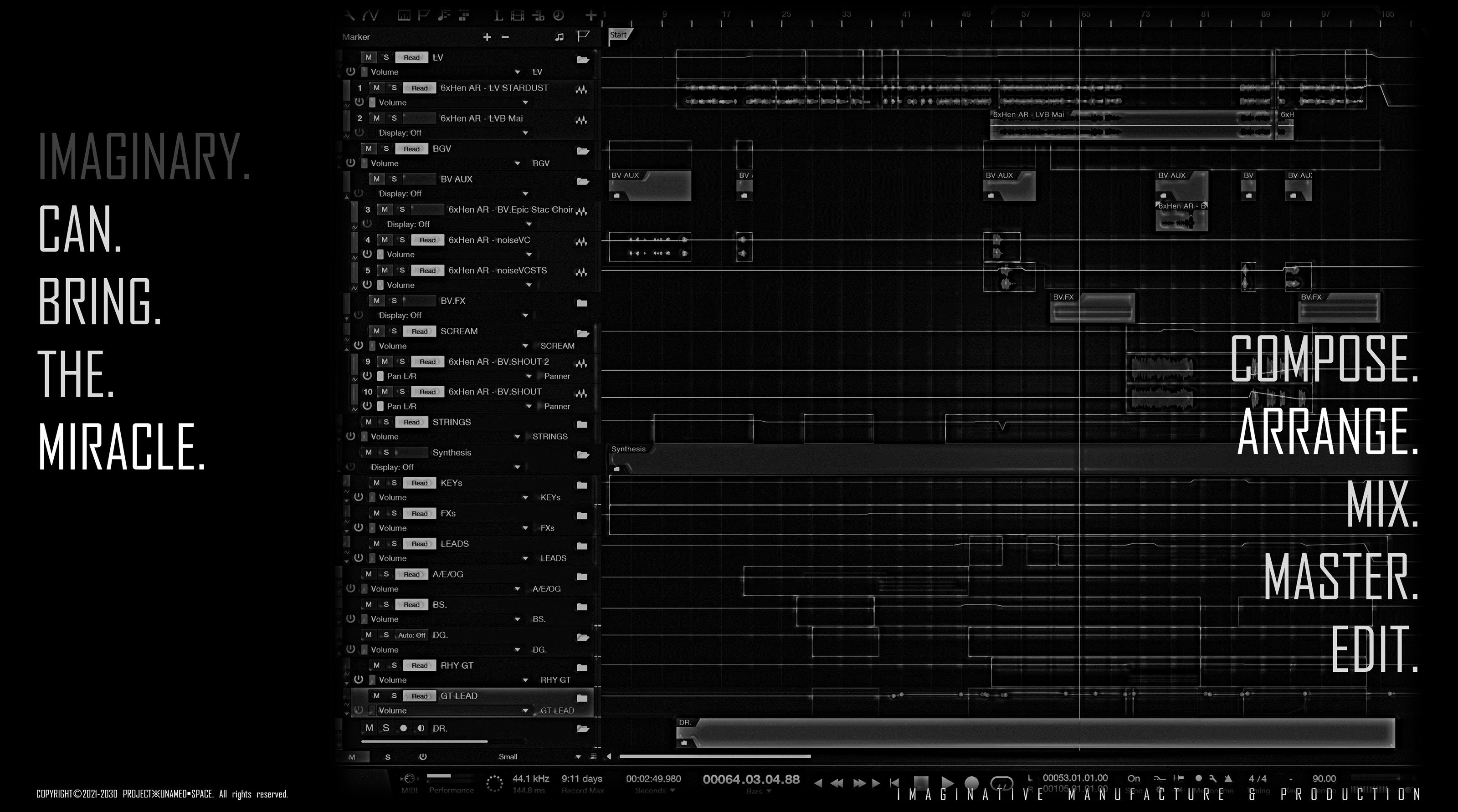 PRODUCTION FIELD / 02：编曲工程与制作现场。声音在被命名之前，首先以轨道、波形和时间存在。